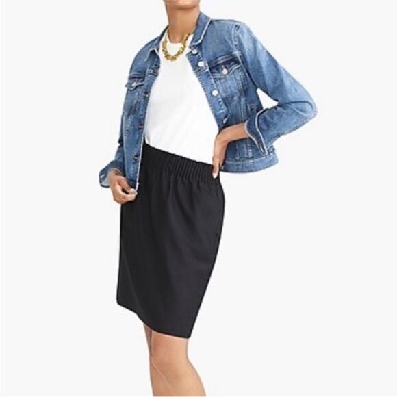 J Crew Solid Black Paperbag Sidewalk Wool Blend Mini Skirt Size 0 Pull On 95435 - Picture 2 of 13
